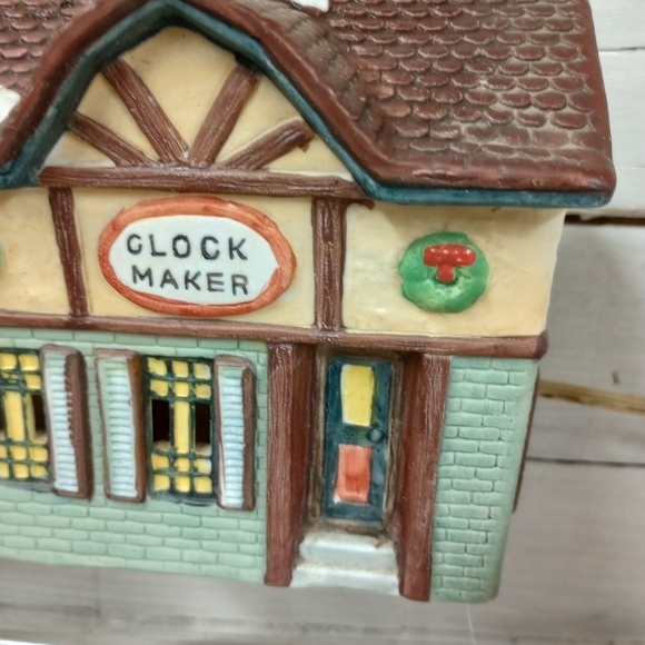 Christmas Americana Porcelain Collection Clock Maker Lighted Christmas Village - Picture 4 of 10